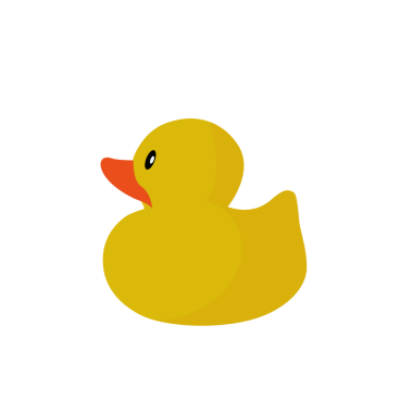 Sarı plastik ördek yassı ikonu izole edildi. Şirin plastik ördek.