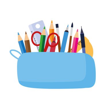 Kalem, kalem, 1 Eylül konsepti gibi okul kırtasiye ile dolu parlak bir okul kalem idamı, okula gitmek