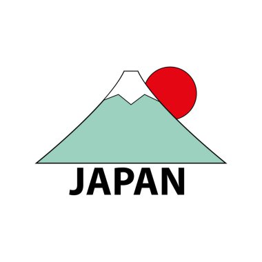 Fuji Dağı ve yükselen güneş. Japonya 'nın sembolleri.