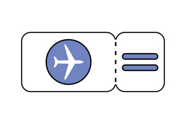 Uçak bileti ikonu. Seyahat bileti. Uçak bileti. Vektör.