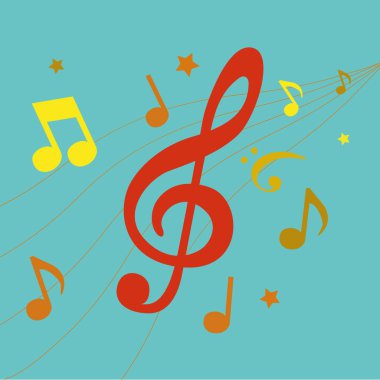 Müzik ikonları konsepti. Oyuncu ve melodi, şarkılar ve çalma listesi. Üçlü anahtar ve notalar. Müzik Notaları Tasarımı, Şarkılar, Melodiler
