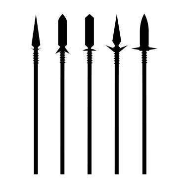 Beyaz arkaplanda izole edilmiş mızrak siluetinin vektör illüstrasyonu