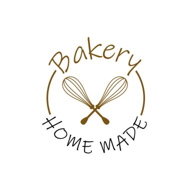 Pastanenin klasik logosunun yumurta çırpıcısı basit minimalist vektör illüstrasyon ikon grafik tasarımı