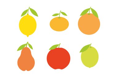 Taze narenciye. Portakal, greyfurt, limon, limon, elma ve armut.