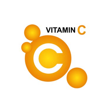 C vitamini ikonu. Beyaz izole edilmiş arka planda hap kapsülü vektör çizimi. Uyuşturucu işi konsepti.