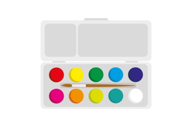 Suluboya seti. Çocukların yaratıcılığı. Nesne beyaz arkaplanda izole edildi. 