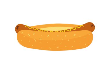 Hardallı sosisli sandviç, yassı vektör çizimi, poster, menü, broşür, web tasarımı için fast food.