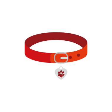 Gümüş madalyalı köpek ya da kedi kırmızı tasması.