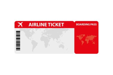 Özel servis zarfının içinde uçak bileti ya da uçuş kartı var. Vektör stok illüstrasyonu.