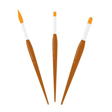 Gerçekçi Sanatçı Fırça Takımı. Farklı Şekiller Fırçası. Stock Vektör İllüstrasyonu.