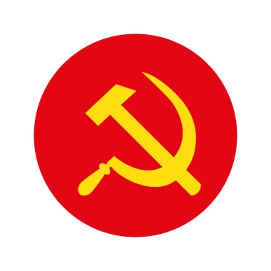 Komünist ikonu. Çekiç ve orak. Komünist Parti. Vektör.