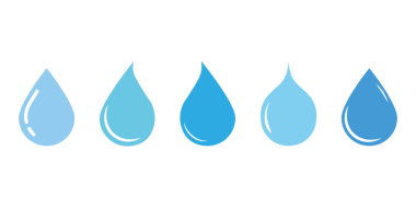 Vektör mavi su damlası ikonu ayarlandı. Düz damlacık logo şekilleri koleksiyonu