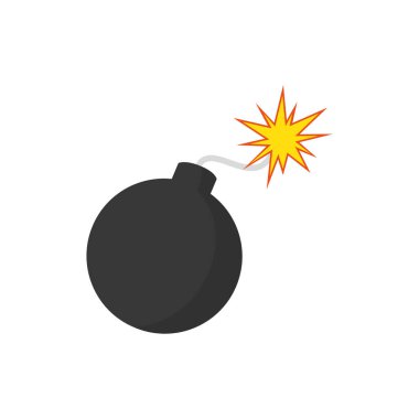 Bomba ikonu düz stil, illüstrasyon. Bomba ikonu çizimi izole edildi, bomba ikonu. Bomba simgeleri grafik tasarım sembolleri.