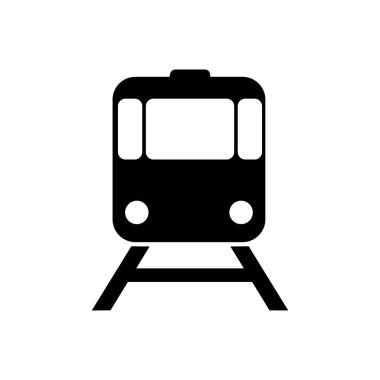 Metro ikonu düz stil. Beyaz izole edilmiş arka planda tren metro vektör çizimi. Demiryolu kargo işi konsepti.