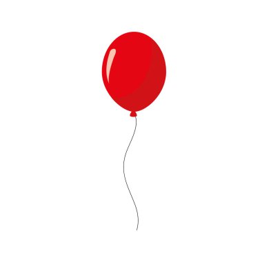 Kırmızı balon beyaz arka planda izole edildi. Doğum günü veya Kara Cuma indirimli tebrik kartı konsepti için vektör unsuru. Vektör illüstrasyonu.