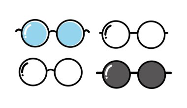 Gözlük simgesi ayarlandı. Gözlük vektör simgesi