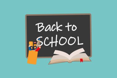 Düz Vektör İllüstrasyonunda Okul İndirimi İndirimi