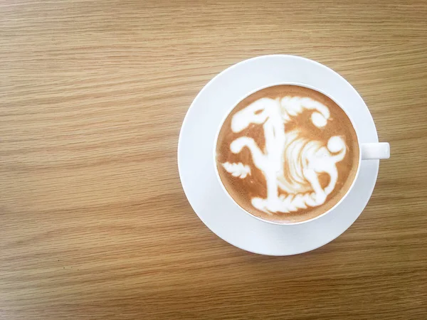 Captivant Café Latte Avec Art Latte Artistique Sur Une Table — Photo