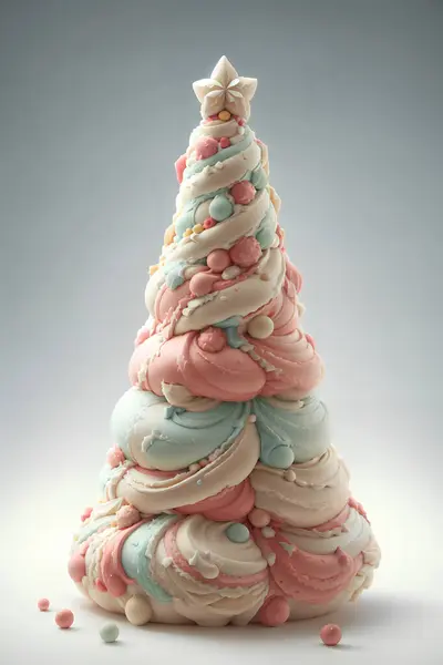 Renkli şekerlemelerle süslenmiş Noel ağacı