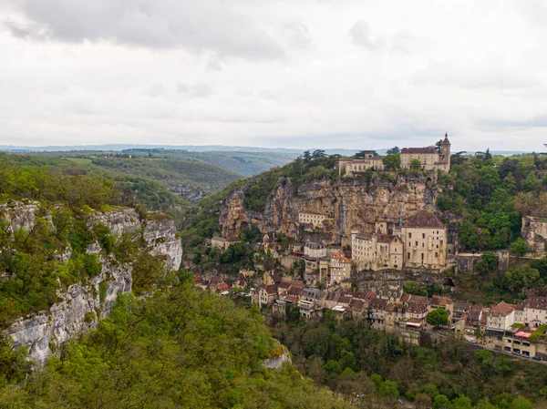 Aerial View Beautiful Village Rocamadour Lot Department Southwest France Its — Stock Photo, Image
