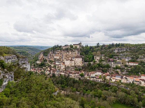 Vue Aérienne Beau Village Rocamadour Dans Département Lot Dans Sud — Photo