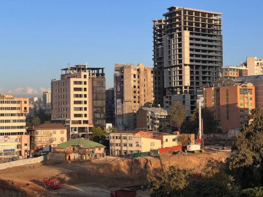 Addis Ababa, Ethiopia - January 9 2023:  Buildings under construction on the outskirts of Addis Ababa, Ethiopia