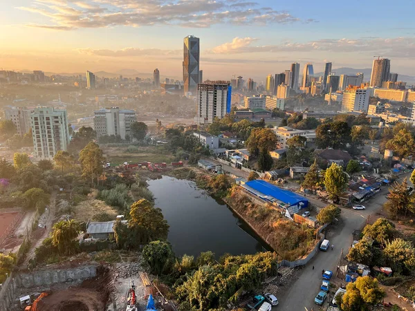 Addis Abeba Etiopia Stycznia 2023 Przegląd Lotu Ptaka Miasta Addis — Zdjęcie stockowe