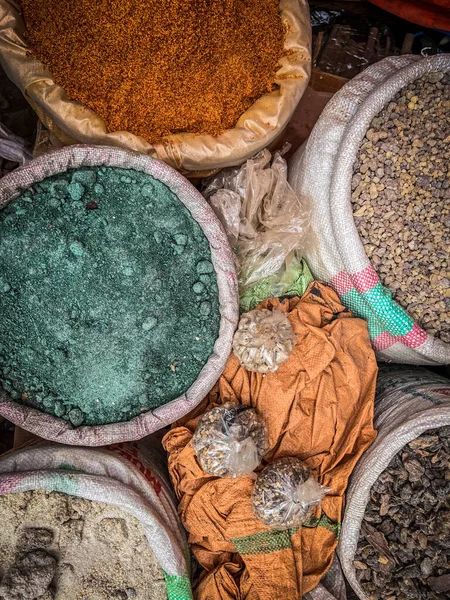 Especias Granel Bolsas Plástico Mercado Etiopía — Foto de Stock