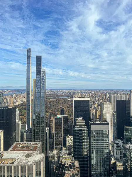 Flygfoto Över New York Och Central Park Från Toppen Klippan — Stockfoto