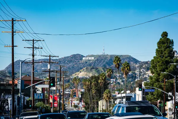 从美国加利福尼亚州洛杉矶银湖区看洛杉矶小山 免版税图库图片