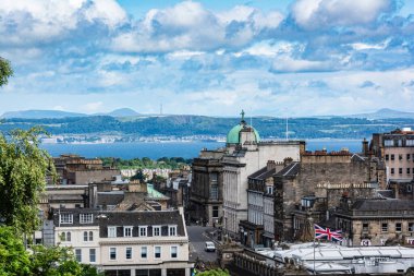 Edinburgh 'un yukarıdan panoramik manzarası, İskoçya, Birleşik Krallık