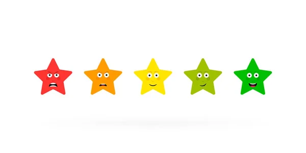 Fünf Sterne Emotion Rating Review Feedback Skala Wütend Traurig Neutral — Stockvektor