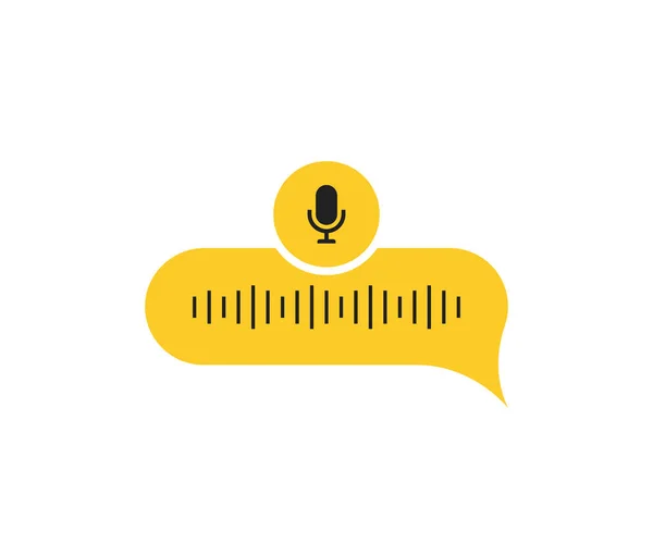 Ses Dalgası Mikrofonlu Ses Mesajı Balonu Simgesi Sesli Mesaj Yazışmaları — Stok Vektör
