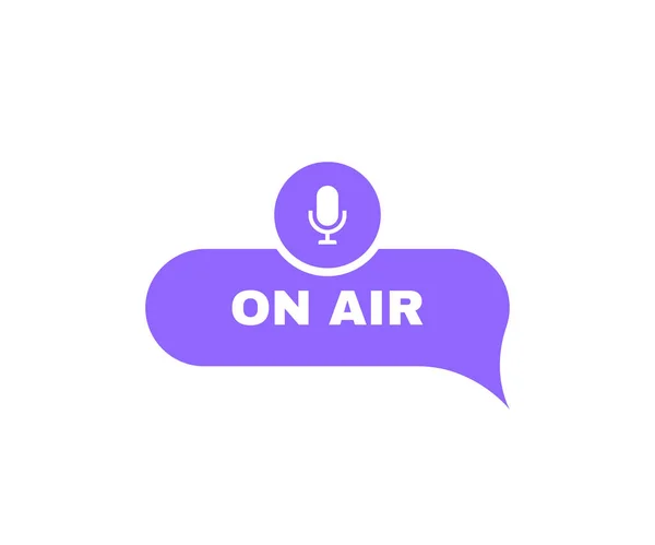 Podcast Geometriska Bricka Luft Live Meddelandebubblor Med Mikrofonemblem Begreppet Radiosändning — Stock vektor