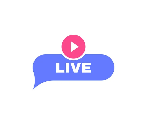 Live Streaming Geometric Badge Message Bubbles Play Button Logo Design — Stock Vector