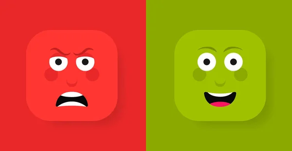 Dos and donts button label with face emotion. Angry and happy emoticon. Feedback scale. Vector illustration.