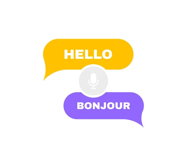 Traducteur Vocal Ligne Chat Bulles Traduction Pour Une Meilleure Communication — Image vectorielle