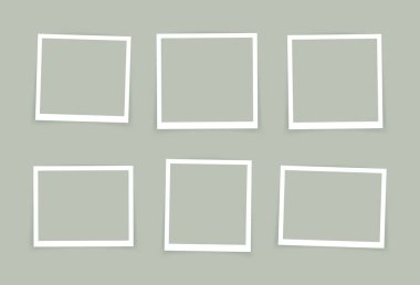 Vektör Fotoğraf çerçeve tasarımı. Süper set fotoğraf çerçevesi pastel renkli arkaplanda izole edildi. Vektör illüstrasyonu.