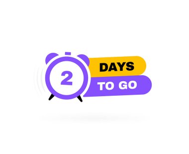 İki gün kaldı, satılık geometrik rozetler, poster, promosyon ya da pankart. Modern vektör illüstrasyonu.