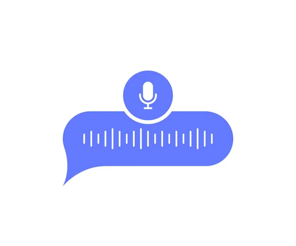 Ikon Gelembung Pesan Suara Dengan Gelombang Suara Dan Mikrofon Korespondensi - Stok Vektor