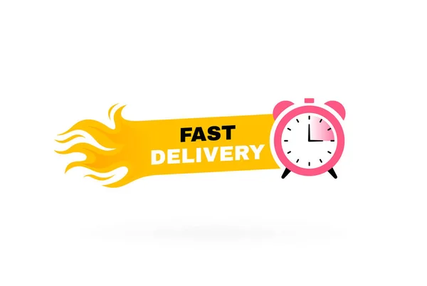 Fast Delivery Geometric Badge Stopwatch Label Fire Delivery Concept Modern — Stock Vector