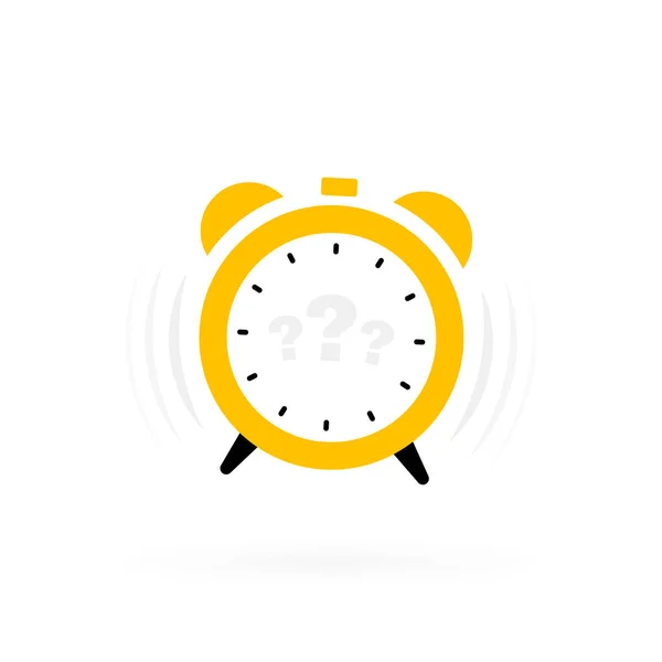 Etiqueta Relógio Alarme Com Pontos Interrogação Conceito Incerteza Ilustração Moderna — Vetor de Stock