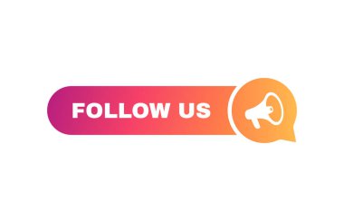 Konuşma balonunu takip edin. Megafon etiketli mesaj baloncukları. Sosyal medya tasarım kavramı. Modern Vektör illüstrasyonu.