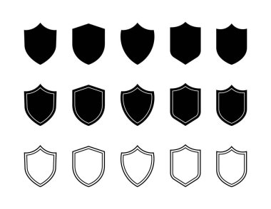Süper farklı rozetler ayarladı. Amblemler koruma, spor kulübü, ordu ve güvenlik arması için tasarlandı. Vektör illüstrasyonu.