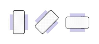 Akıllı telefonları boş ekranla döndür. Telefon maketi. Bilgi grafikleri, sunum veya mobil uygulama şablonu. Kullanıcı arayüzü tasarımı. Vektör illüstrasyonu.