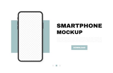 Akıllı telefon boş ekran, telefon modeli. Yeni telefon modeli. Bilgi grafikleri veya sunum UI tasarım arayüzü için minimalist bir şablon. Vektör illüstrasyonu.