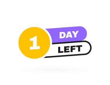 Bir gün kaldı. Geometrik etiket tasarım şablonu iş, promosyon, satış ve reklam için. Vektör illüstrasyonu.