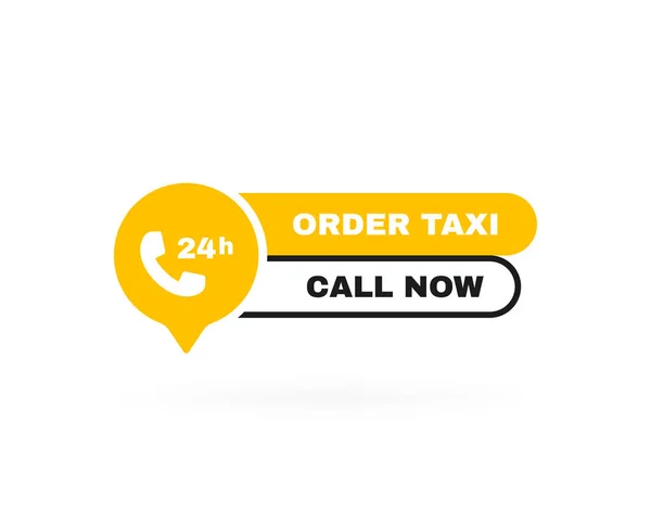 Заказать Бейдж Такси Телефоном Местом Номера Телефона Пузырь Сообщений Пиктограммой — стоковый вектор