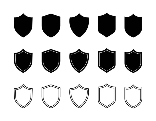 超级设置不同的盾徽 徽章模板用于保护 体育俱乐部 军事和安全的武器外套 矢量说明 — 图库矢量图片