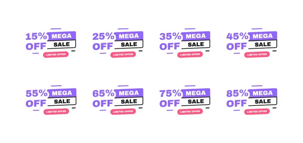 Mega Sale Banner Design Met Sale Tags Procent Korting Banner — Stockvector